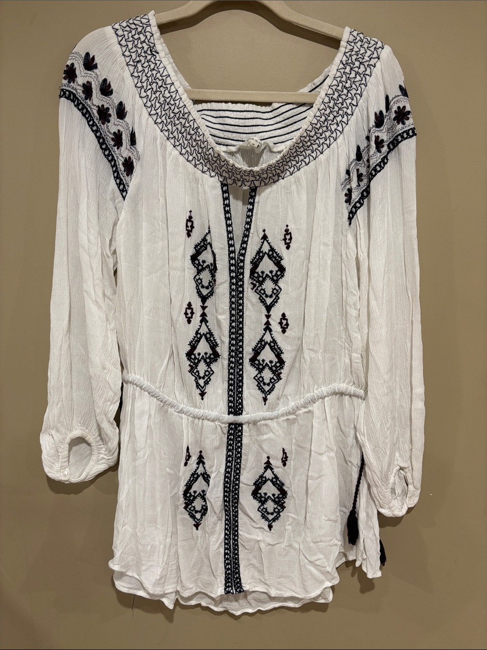 Boho embroidered tunic top